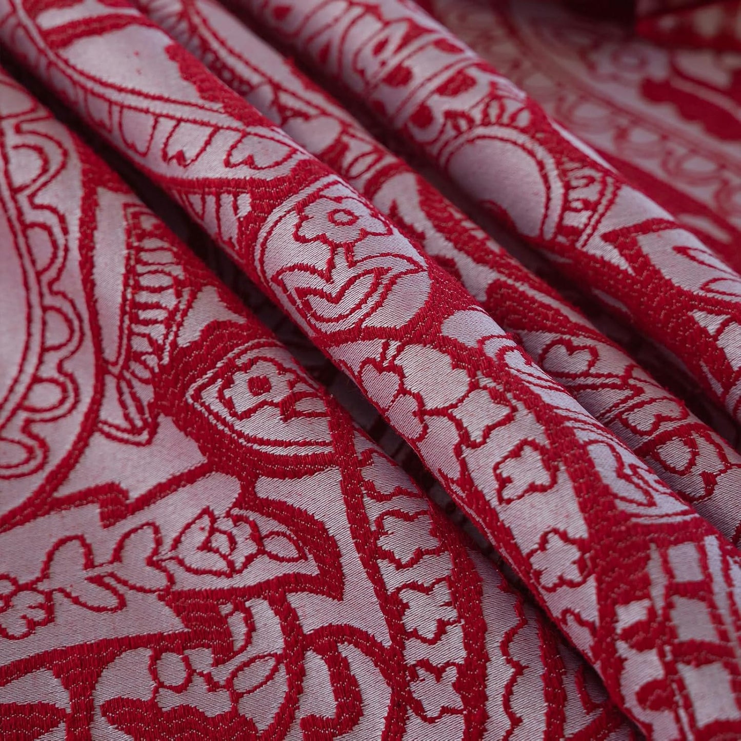 ENJOYBRIDAL Red Paisley Tablecloth - 60 x 120 Inch - Waterproof Rectangle Table Cloth Jacquard Washable Dining Polyester Table Cover 10-12 Seats Picnic Camping Boho Farmhouse Furniture Protector