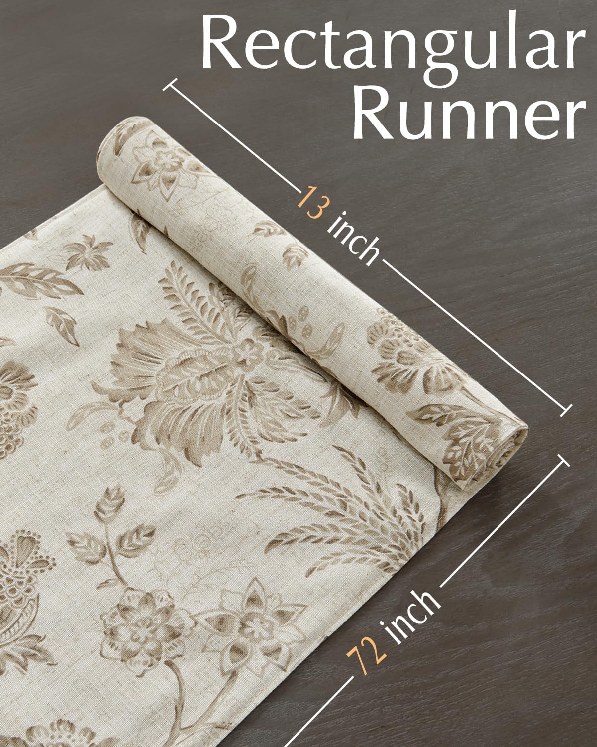 jinchan Linen Table Runner for Kitchen Farmhouse Table Cloth French Country for Party Wedding Birthday Dining Table Indoor Outdoor Decor 13 x 72 Inch 1 Panel Taupe