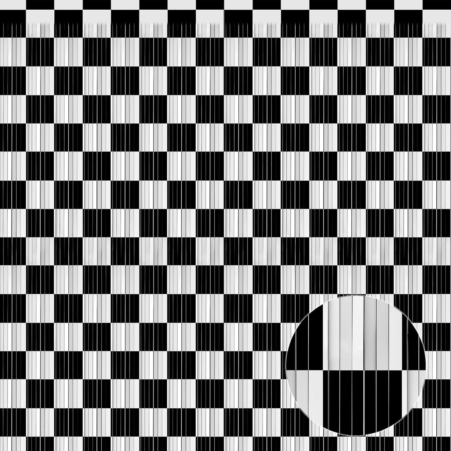 Crosize 3 Pack 3.3 x 9.9 ft Black & White Foil Fringe Curtains Party Decorations, Black & White Tinsel Curtain Backdrop for Parties, Door Streamers, Glitter Streamer Backdrop for Birthday Decoration
