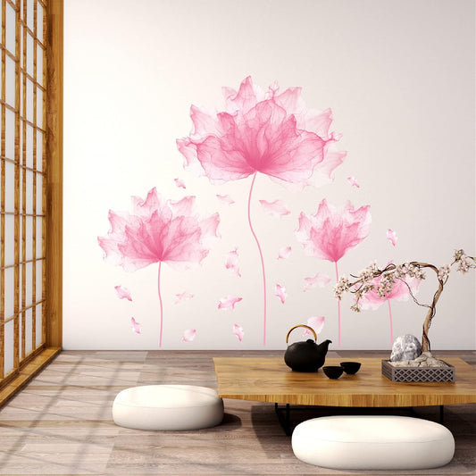 59.1'' x 49.6'' Huge Flower Petal Wall Decals Living Room Floral Wall Stickers Removable Peel and Stick Waterproof Wall Art Decor Stickers for Bedroom Bathroom Office (Pink)