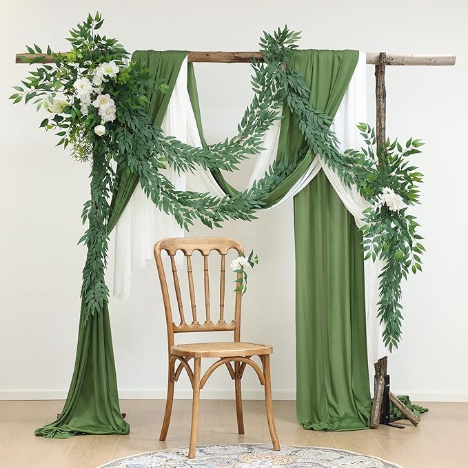 mizii 5 Packs 390" Artificial Vines Willows Garland Fake Vine Italian Ruscus Silk Green Leaves Faux Plants Greenery Decoration for Bedroom Room Wall Party Table Centerpieces Wedding Arch Decor