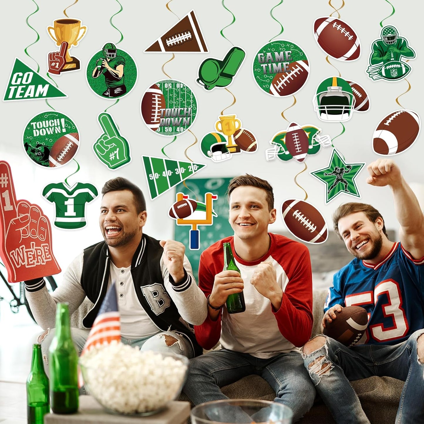 40Pcs Football Hanging Swirl Football Party Decorations Sports Football Theme Party Swirls Football Ceiling Hanging Swirls Football Hanging Decorations for Sport Football Birthday Party Decor