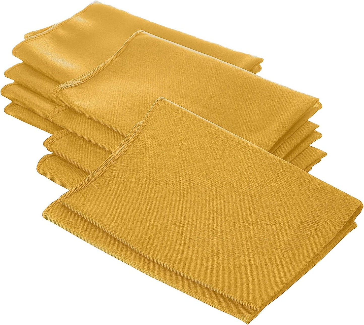 LA Linen 10-Pack Poly Poplin Napkin, Soft Cloth Napkins, Washable Reusable Napkins, Stain and Wrinkle Resistance Table Napkins for Dinner, Wedding, Parties, 18 by 18-Inch, Gold