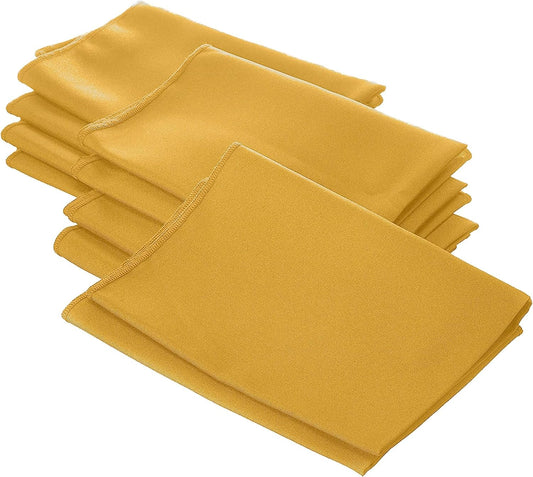 LA Linen 10-Pack Poly Poplin Napkin, Soft Cloth Napkins, Washable Reusable Napkins, Stain and Wrinkle Resistance Table Napkins for Dinner, Wedding, Parties, 18 by 18-Inch, Gold