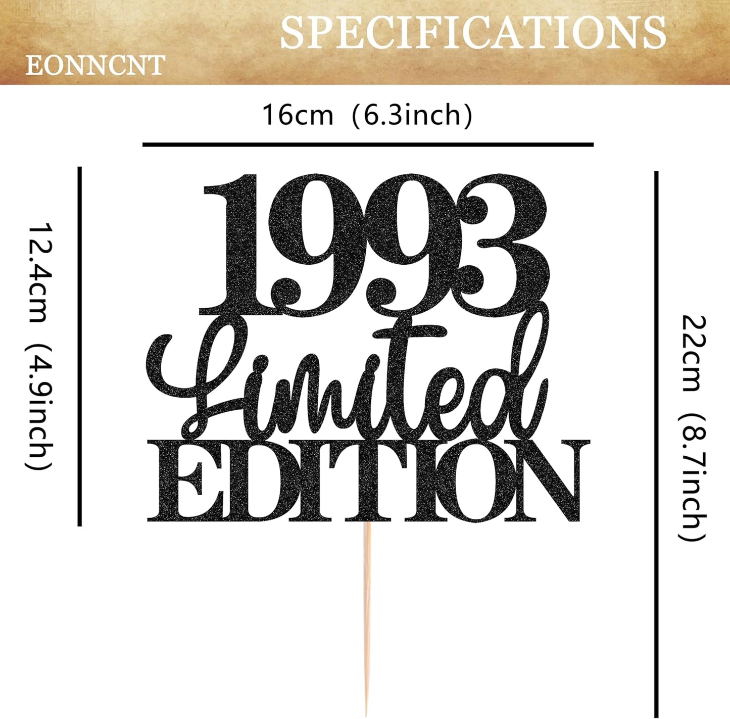 Limited EDITION 1993 Cake Topper - Black Glitter Happy 32nd Birthday Party Cake Decoration Supplies, Cheer to 32 Years Cake Bunting Decor for 32nd Birthday Party Photo Booth Props