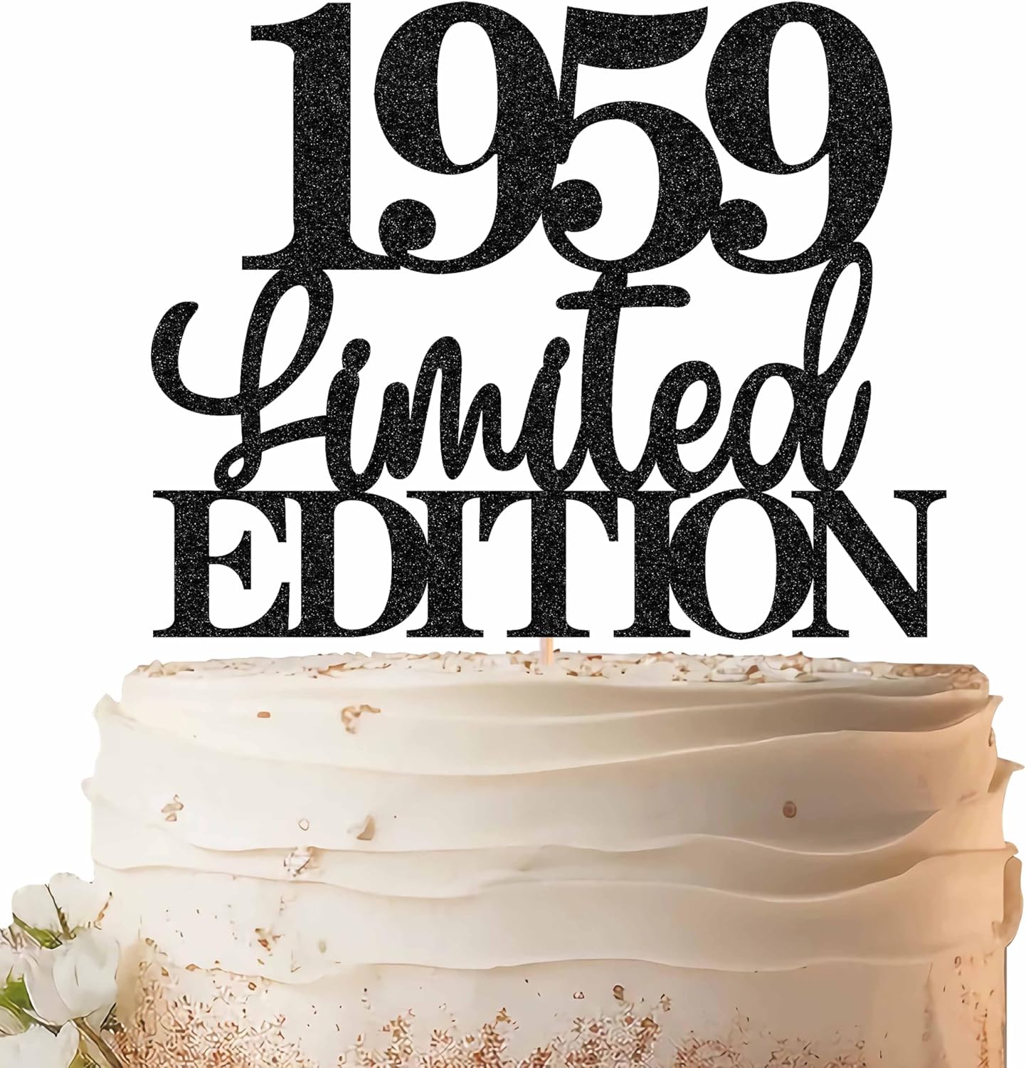 Limited EDITION 1959 Cake Topper - Black Glitter Happy 66th Birthday Party Cake Decoration Supplies, Cheer to 66 Years Cake Bunting Decor for 66th Birthday Party Photo Booth Props