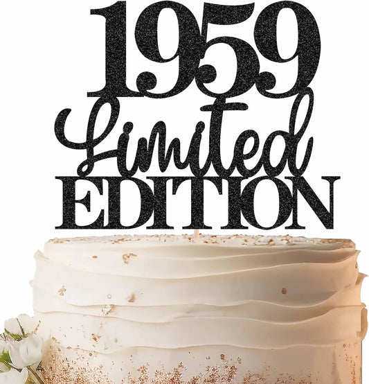 Limited EDITION 1959 Cake Topper - Black Glitter Happy 66th Birthday Party Cake Decoration Supplies, Cheer to 66 Years Cake Bunting Decor for 66th Birthday Party Photo Booth Props