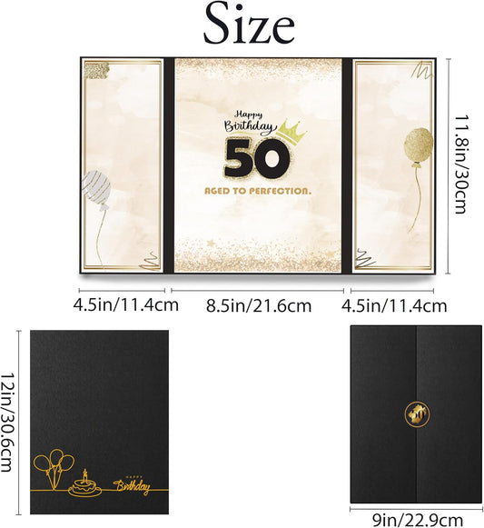 50th Birthday Guest Book Alternative Black Gold Party Decorations for Men 12"x18" - 50 Years Sign in Poster Card Gift - Fifty Party Signature Book Keepsake - Table Centerpiece Decor