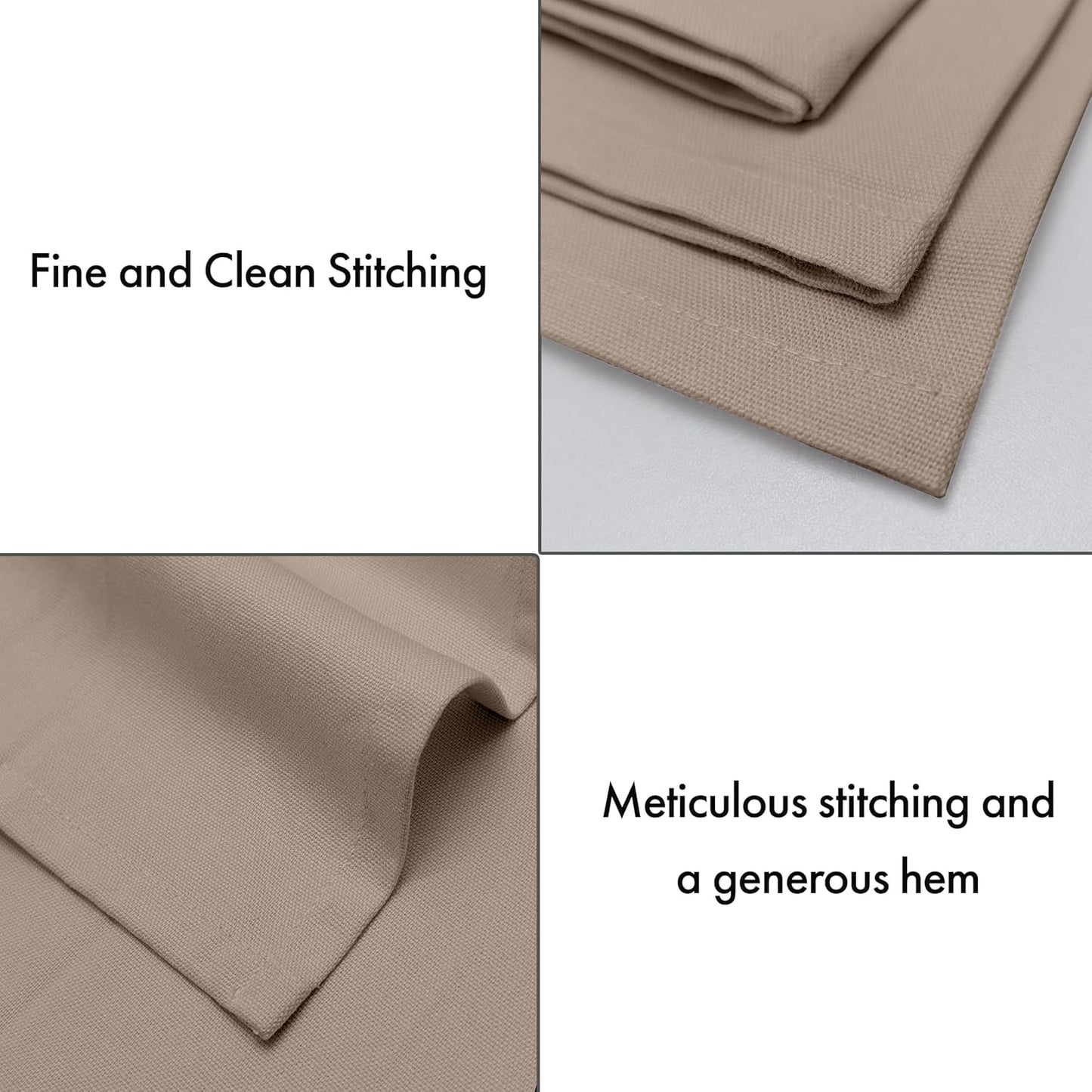 Ruvanti Premium Cloth Napkins Set of 6, 18x18 Inches, 100% Cotton, Washable, Soft & Absorbent, Perfect for Wedding, Christmas, ‎Thanksgiving Dinners - Light Taupe