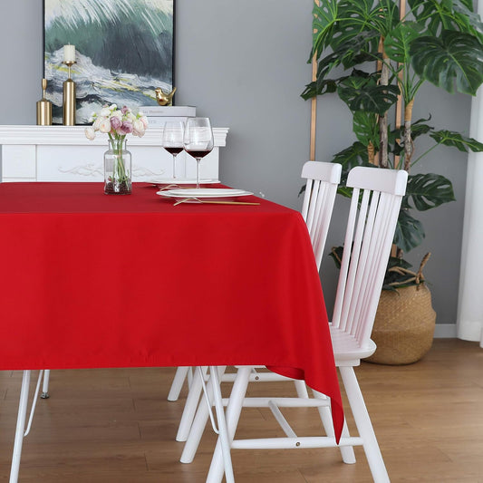 FOLINS&HOME Red Rectangle Tablecloth 52 x 70 Wrinkle Free Waterproof Polyester Table Cloths, Spillproof Heavy Duty and Washable Table Cover for Party, Indoor and Outdoor-Oblong/Rectangular
