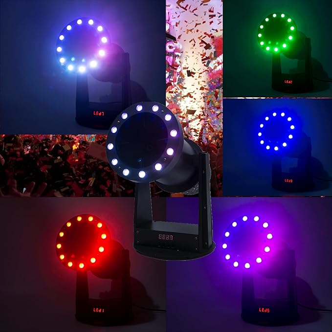12LED Confetti Launcher, 1500W High-Power Fan, Remote Control, 8-10m Blowing Height