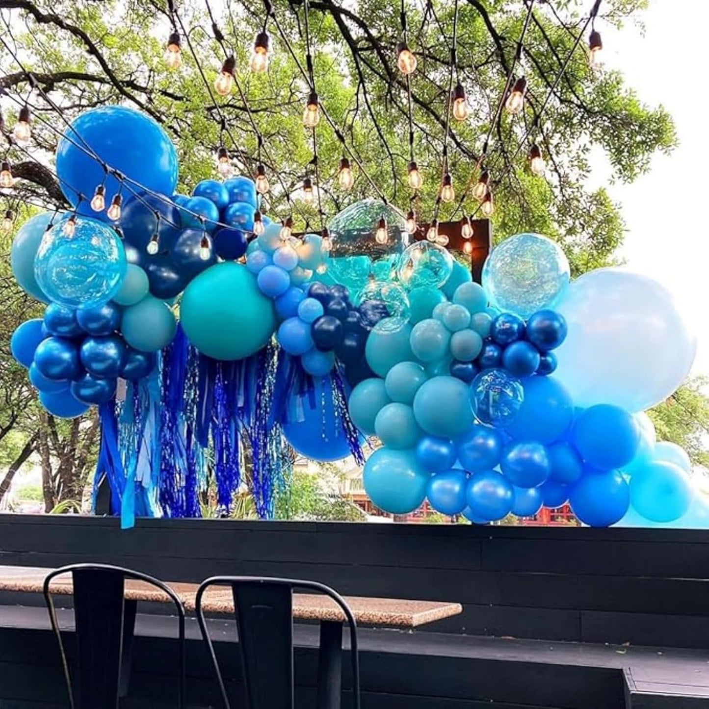 Blue Balloons for Ocean Shark Birthday Party Decorations Under the Sea Balloon Whale 60PCS 12INCH Metallic Pearl Navy Blue Pastel Blue Balloons for Arch Blue Transparent Latex Helium