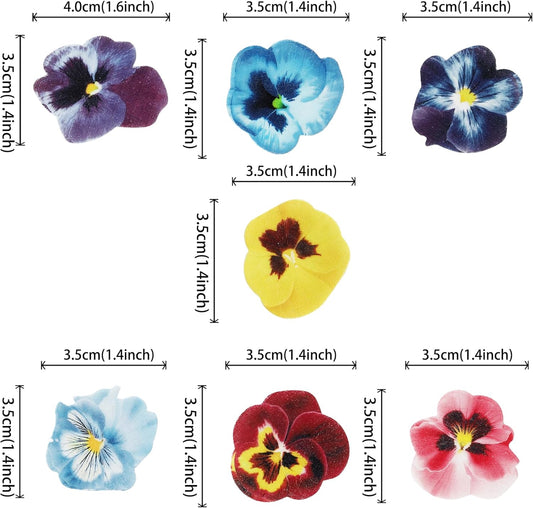 60 PCS Edible Flowers Cupcake Toppers Edible Spring Bridal Engagement Pansies Cake Decorations Wafer Paper Flowers Cupcake Picks for Baby Shower Kids Birthday Party Cake Food Decorations Supplies