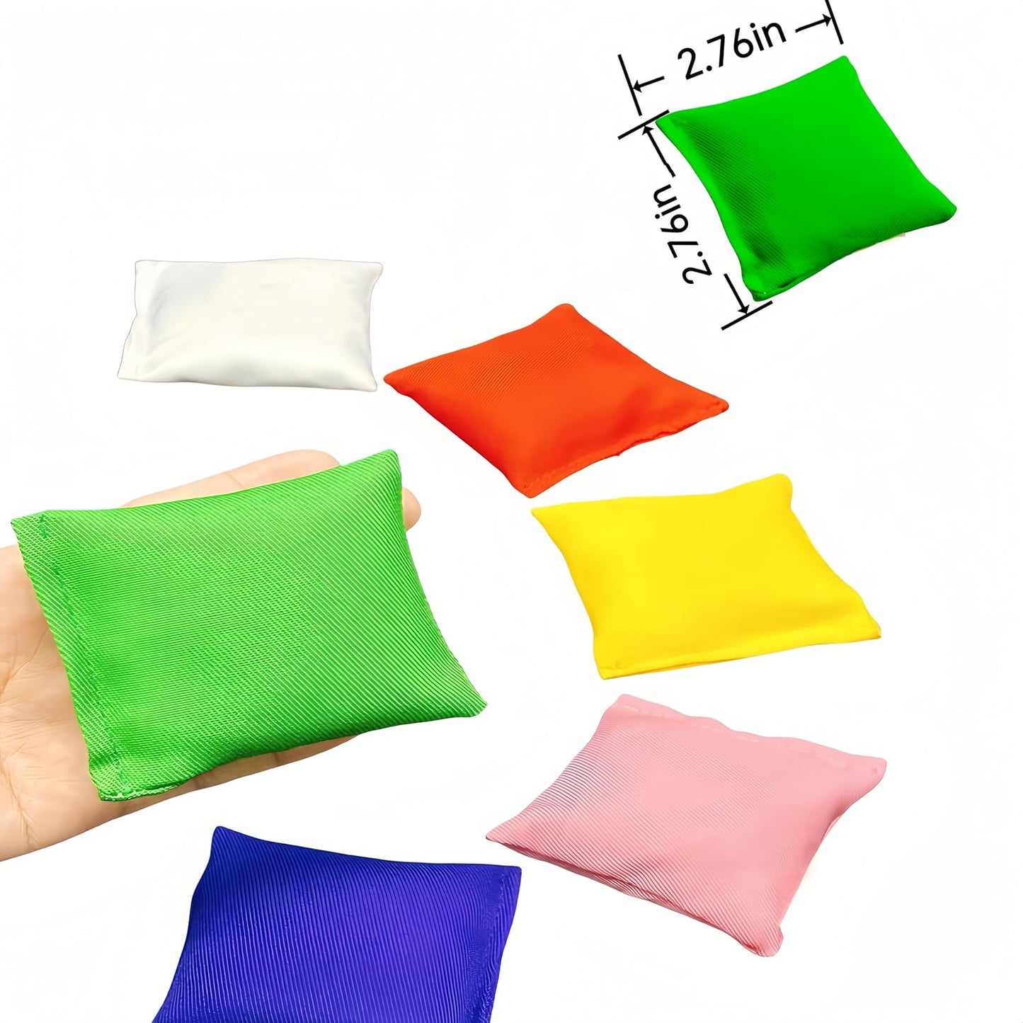12 Pack Cornhole Toss Bean Bag Game - 2.76 “x2.76” (7 cm) Square Durable Nylon Multi-Color Bean Bags for Parent-Child Family Interaction, Outdoor Lawn Games, School Party Supplies