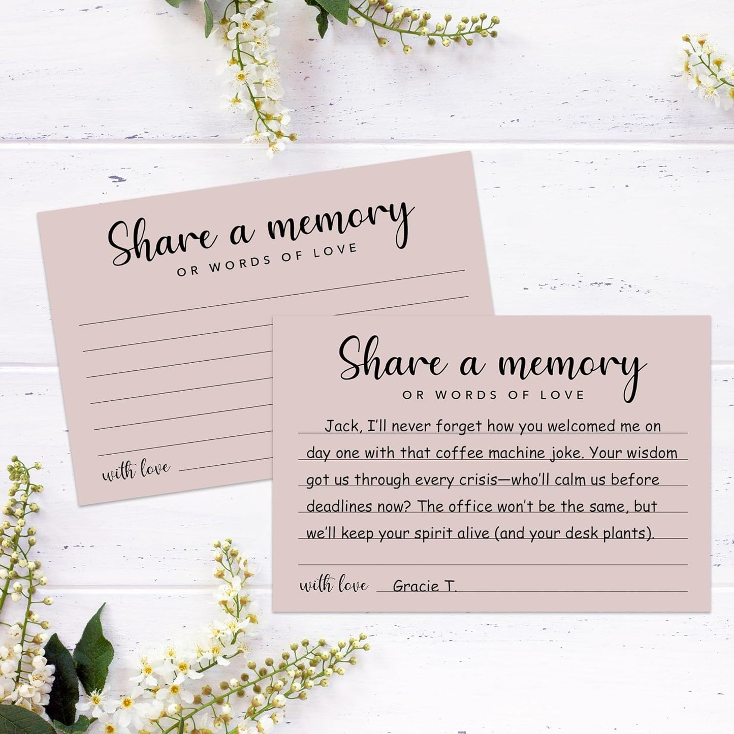 Share a Memory Cards for Celebration of Life, Graduation, Retirement, Birthdays, Guest Book Ideas, Funeral Sign In Book For Memorial Service, 4x6 Inches Set of 50 Pcs(Gray Pink) -A11