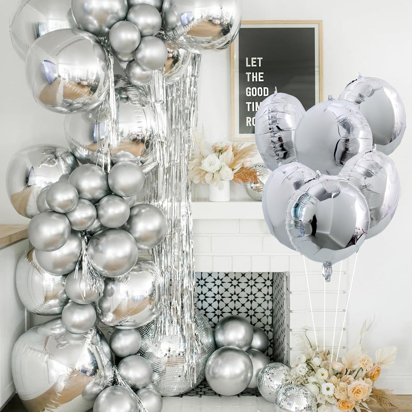 TONIFUL 30Pcs 18 Inch Round Balloons Large Silver Round Shape Foil Balloons Big Silver Round Helium Mylar Decorations for Birthday Wedding Baby Shower Anniversary Engagement Party Supplies