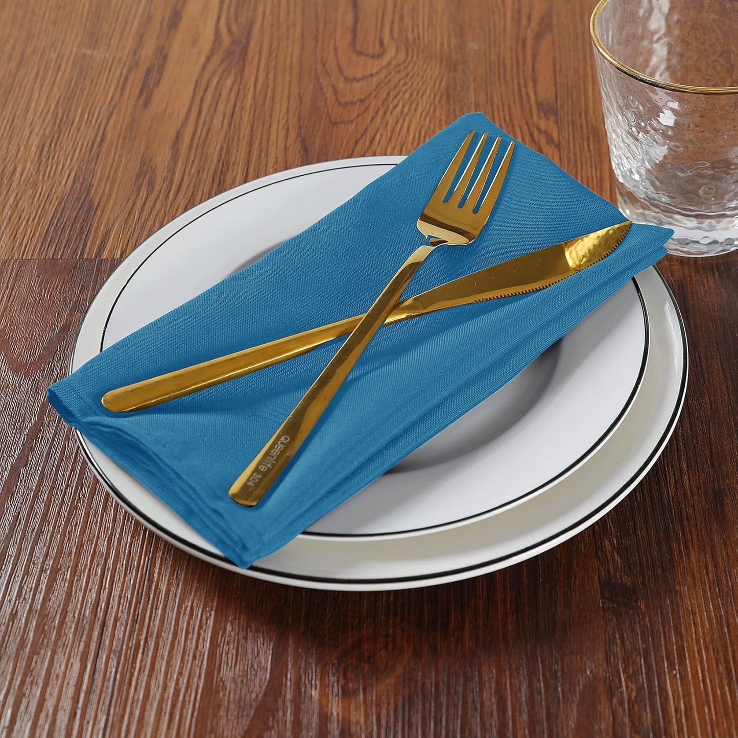 Cloth Napkins 17x17 inch Washable Polyester Dinner Napkins Soft Table Napkins for Wedding Party Dining Banquet(Mediterranean Blue,25PCS)