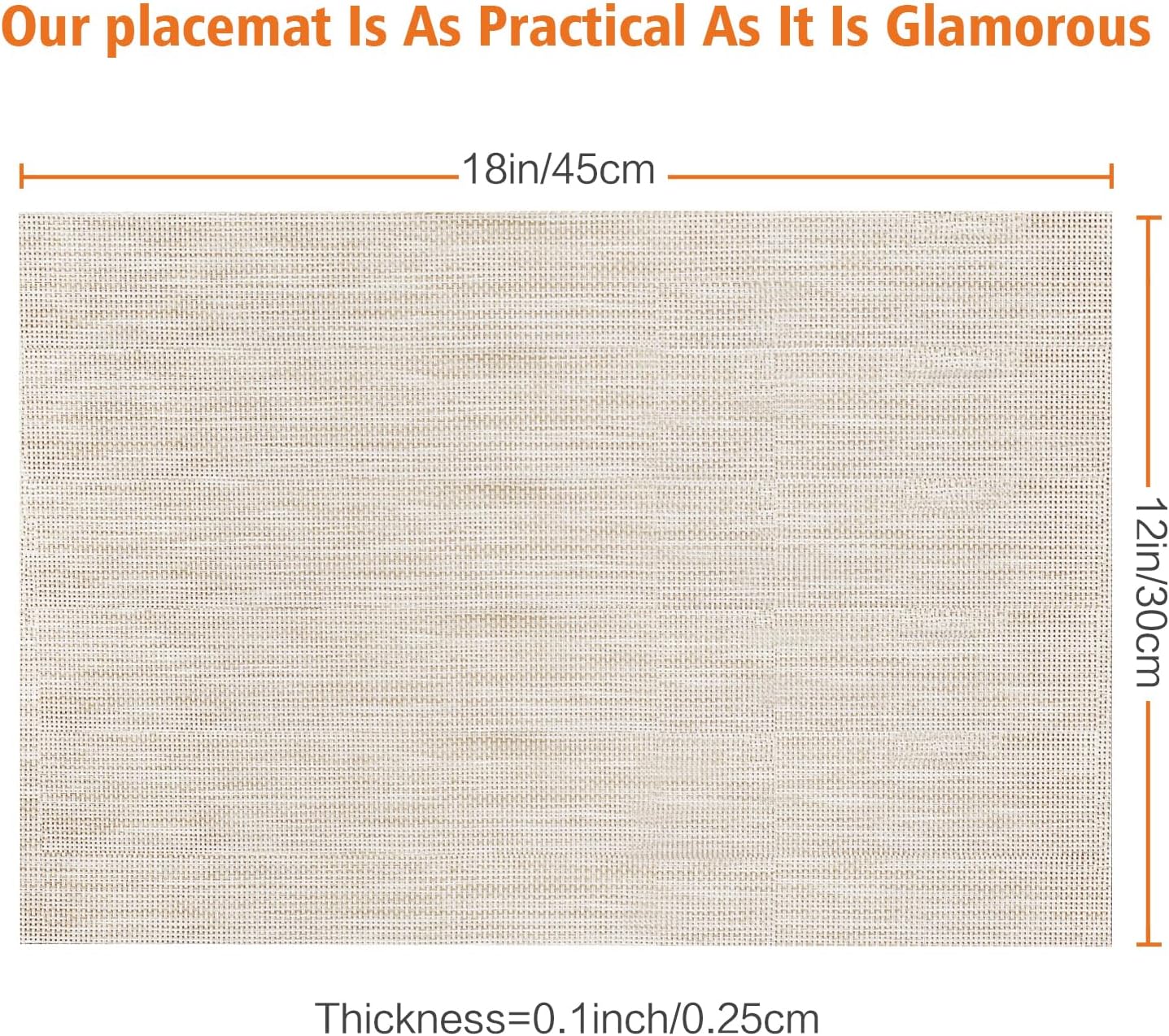 Placemats Set of 6,Washable,Heat and Stain Resistant Indoor/Outdoor Place mats,Vinyl Woven Non Slip Table Mats for Restaurant Table Protection,PVC Placemats(Beige White,6PCS)