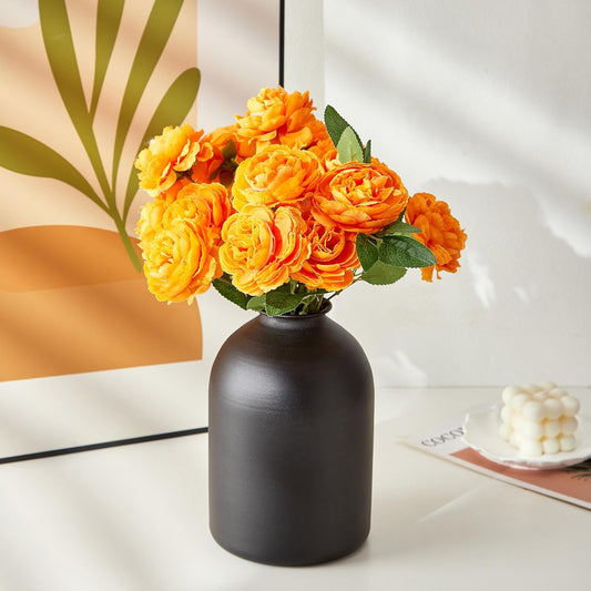 Black Vases for Home Decor Large Black Vase for Table Centerpieces Living Room, Matte Black Metal Vase Wabi Sabi Decor