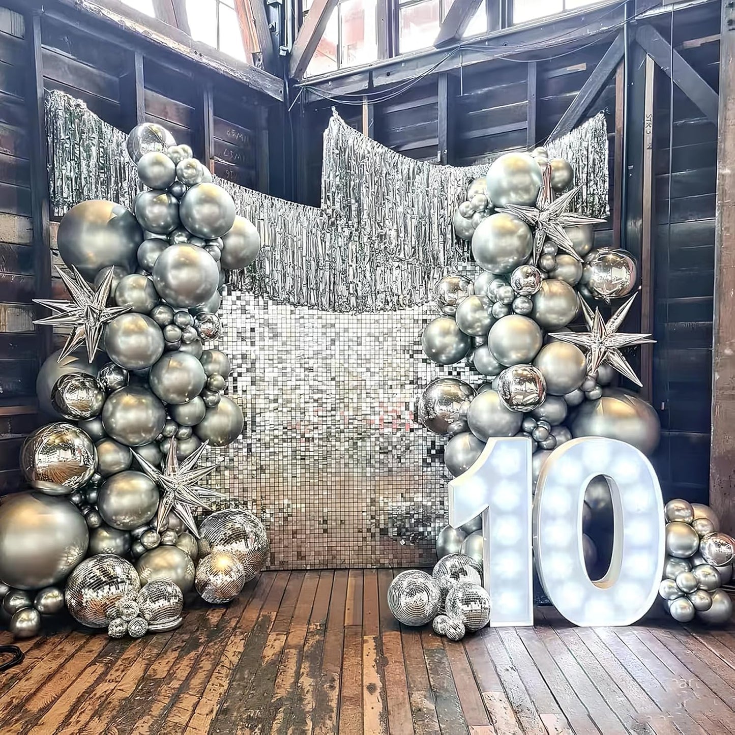 Silver Metallic Chrome Latex Balloons, 100pcs 12inches Round Helium Silver Balloons for Birthday Baby Shower Wedding Birthday Party Decorations