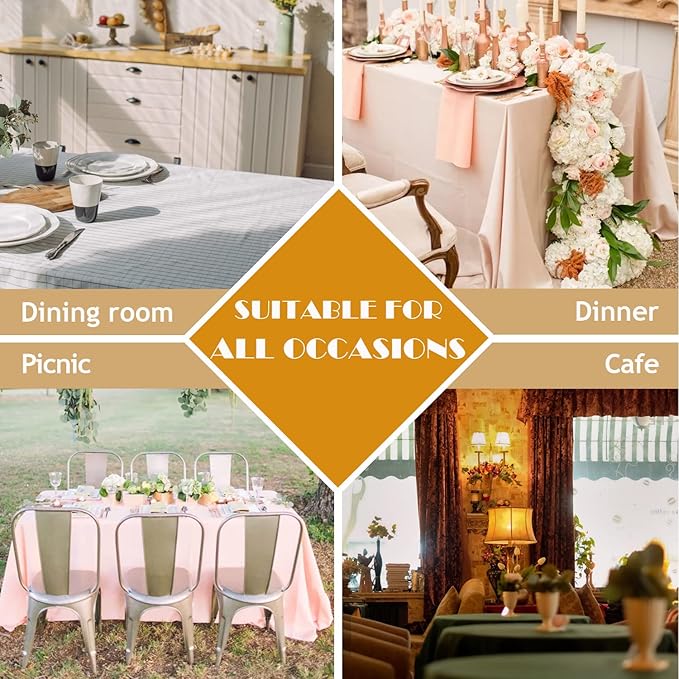 BALCONY & FALCON Table Cloth for 6 Foot Rectangle Tables – Waterproof, Wrinkle-Free Farmhouse Tablecloth for Dining, Kitchen, Wedding, Baby Shower & Holiday Gatherings (Yellow, 55" x 95")