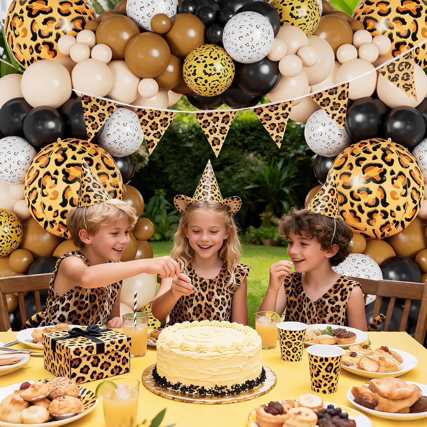 Cheetah Print Balloon Arch Kit, Black Brown White Leopard Theme Balloons Garland Jungle Safari Animal Party Decorations, Black Coffee Nude Balloon for Baby Shower Cheetah Birthday Decorations