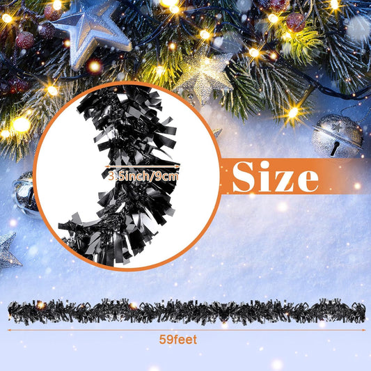 Dingion 59 Feet Christmas Tinsel Garland Metallic Twist Ornaments Hanging Glitter Xmas Garland for Christmas Tree Indoor Outdoor Decoration Party Supplies