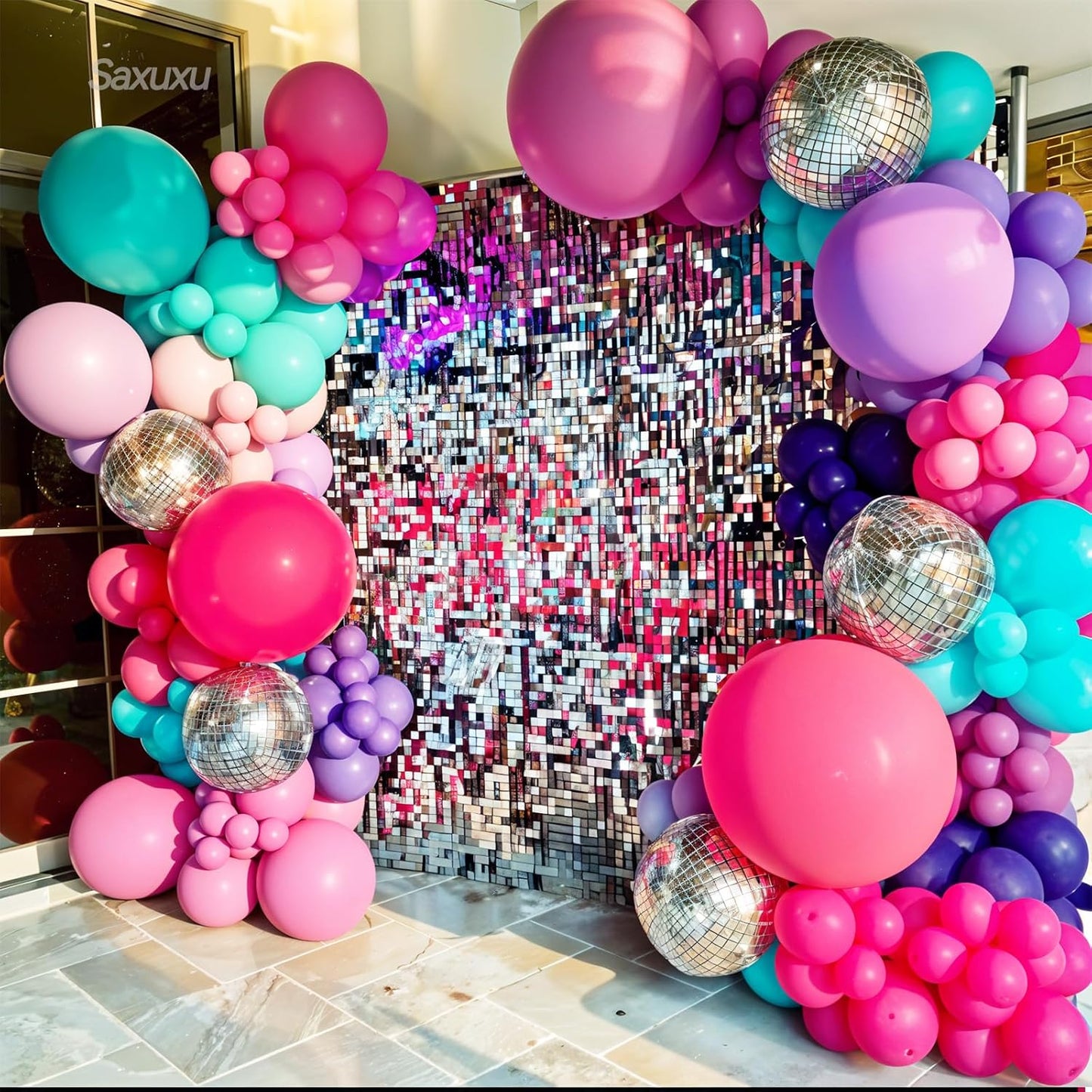 Pink Purple Balloon Arch Kit, Pink Purple Blue Balloon Garland Arch Kit, Gold Confetti Balloons For Girls women Princess Birthday Baby Shower Neon Theme Party Wedding Bridal Shower Bachelorette Decor
