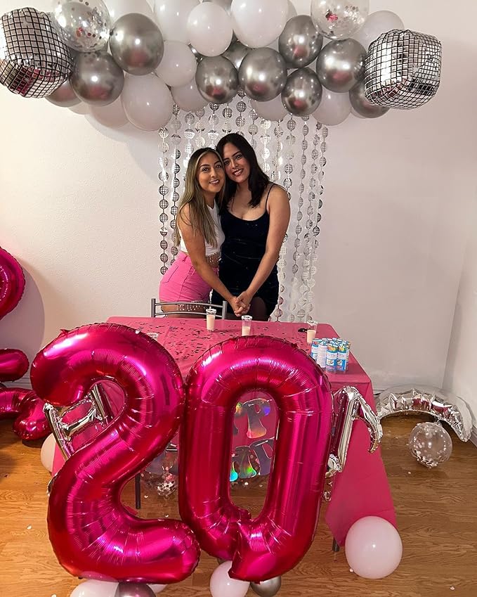 Hot Pink Number 0 Balloon 40 Inch, 0 Balloon Number for 10th 20th 30th 40th 50th 60th Birthday Decorations, Hot Pink Party Supplies
