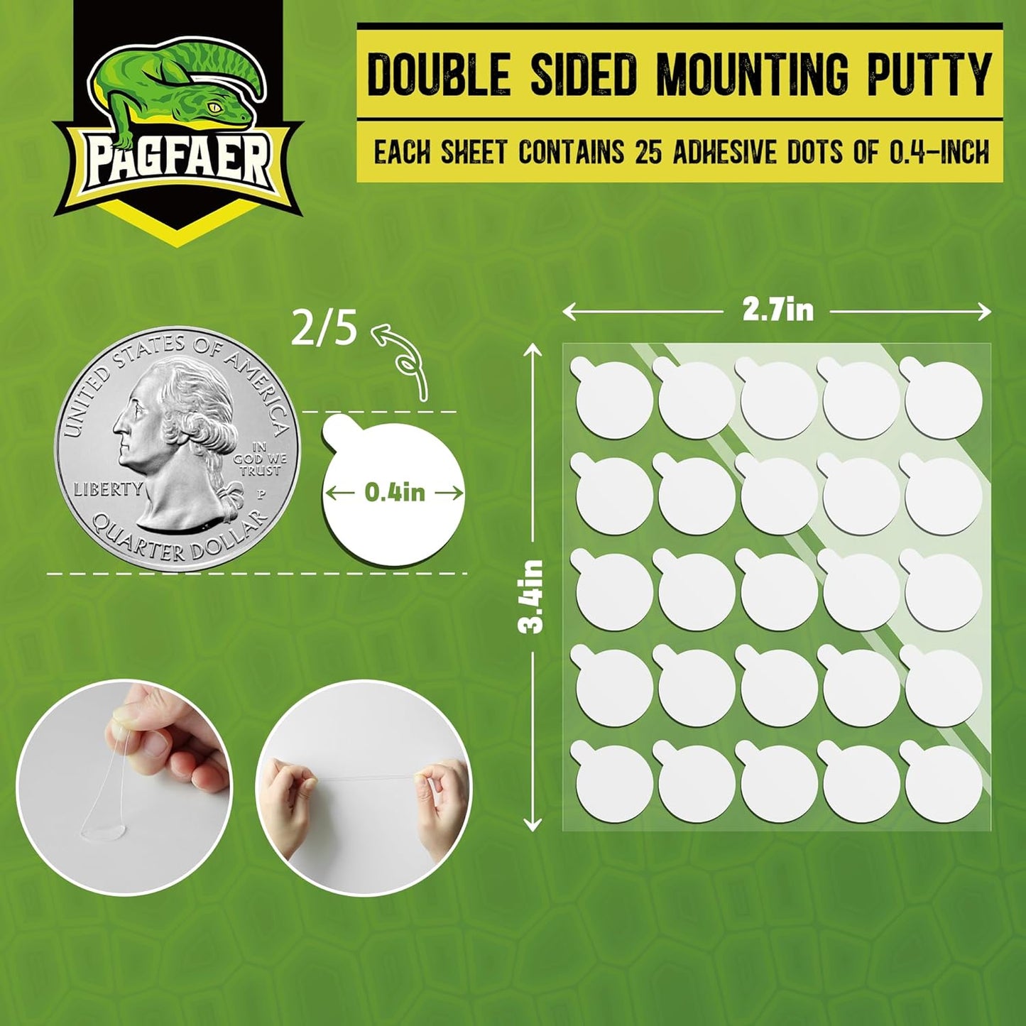 Adhesive Dots Double Sided, 100PCS Mounting Putty for Wall, Posters, Balloons - 0.4" Removable Clear Adhesive Putty, No Damage Sticky Adhesive Tack for Poster & Festival Decoration Museum