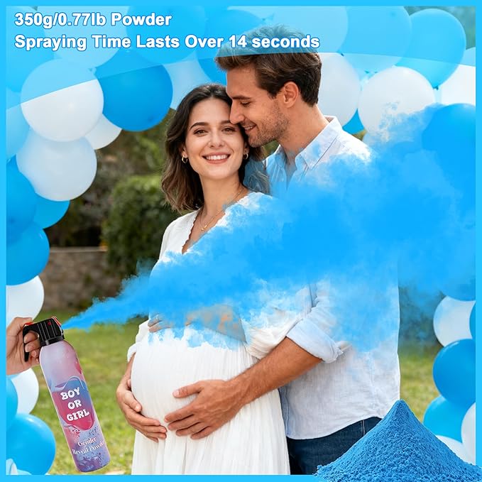 4 Pack Gender Reveal Smoke Bombs, Powder Spray Blue Color Blasters for Baby Boy Reveal Party Baby Shower Decorations Outdoor Reveal Cannon, Long Lasting 14s Thick Smoke for Photos & Videos