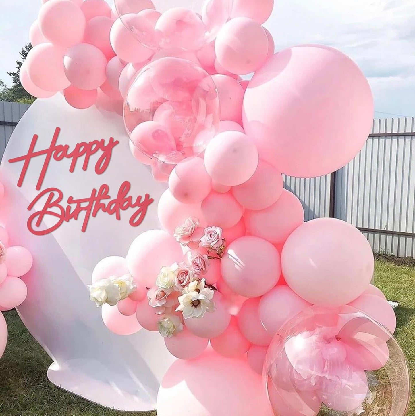 Happy Birthday Sign for Arch Backdrop - Felt Happy Birthday Letters Banner & Sign for Girls, Boys & Adults' Birthday Party Balloon Arch Decorations (Pink)