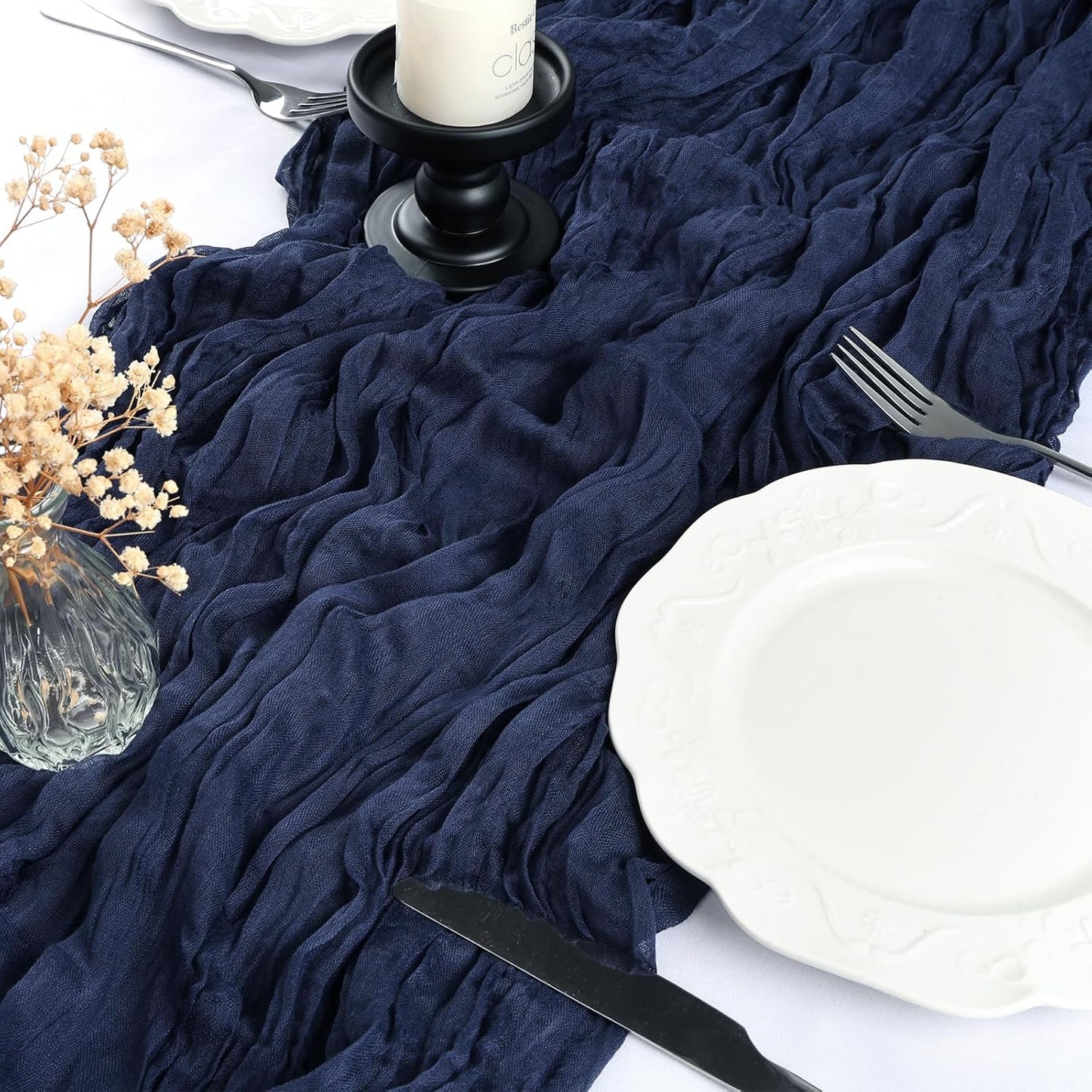6 Pack 10FT Navy Blue Cheesecloth Table Runner 35x120 Inch Gauze Rustic Boho Table Runner Cheese Cloth for Wedding Decor Birthday Party Bridal Baby Shower Table Centerpiece Decoration