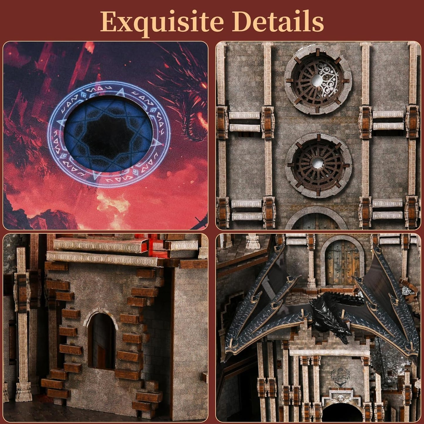 Book Nook Kit, DIY Miniature House Dollhouse Kit for Adult and Teens, Booknook Bookshelf Decor Castle Model Build with LED Light, Gifts for Family and Friends (Ember Castle)