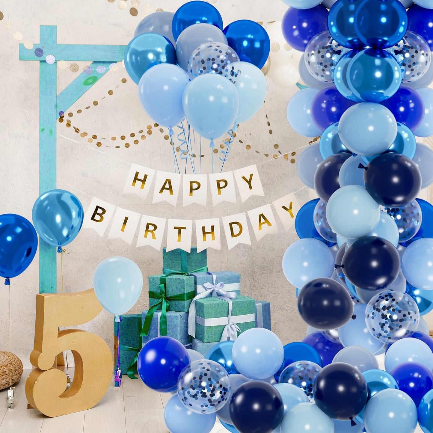50pcs Royal Blue Balloons, 12inch Helium Quality Dark Blue Party Balloons for Birthday Graduation Baseball Party 4th of July Backdrops (with Ribbon & Glue)