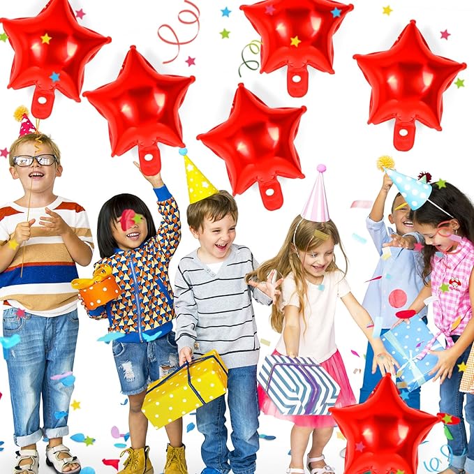 50 Pcs Star Balloons,10 Inch Red Star Foil Balloons,Stars Shaped Balloon Mylar Helium Balloon for Birthday Party Anniversary Wedding Baby Shower Decorations (10inch-red)