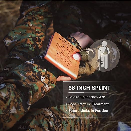 First Aid Splint 36" X 4.3" Orange -Waterproof First Aid Medical Tactical Field Splint For Bone Fracture Treatment (4 Pack Bundle)