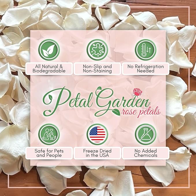 Rose Petals for Wedding Decoration, Bridal Toss, and Aisles, 10 cups, Freeze Dried, Use within 1 month (Ivory)