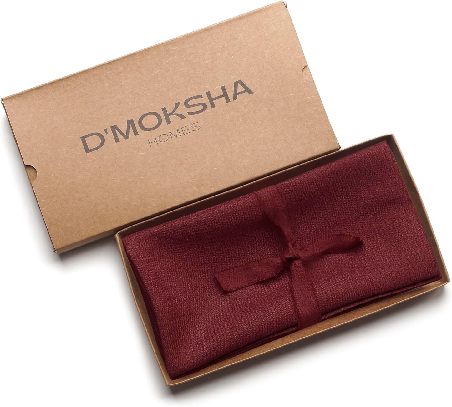 D'Moksha Homes Dark Red Linen Napkins 18 x 18 Inch - 100% Pure Linen Cloth Washable Dinner Napkins Set of 4 for Fall, Thanksgiving, Christmas, Holiday