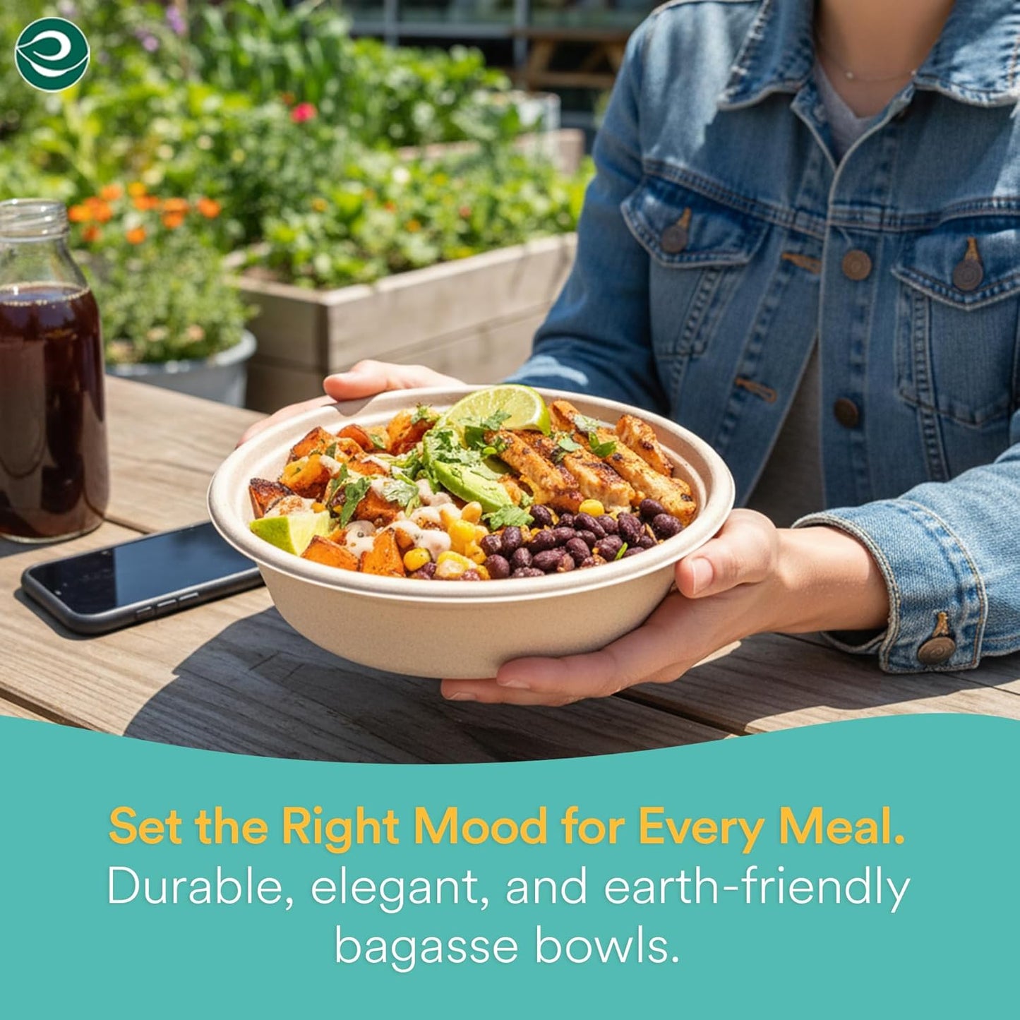 ECO SOUL 100% Compostable 32 Oz Soup Bowls [100-Pack] Disposable Sturdy Bowls I Heavy Duty Paper Bowl I Eco-Friendly Salad Bowl I Biodegradable Large