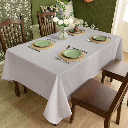 Linen Textured Rectangle Tablecloth, Slubby Lightweight Table Cloth 70 x 90 Inch, Water Resistant Stain Resistant Farmhouse Burlap Table Cover for Kitchen Dining Room