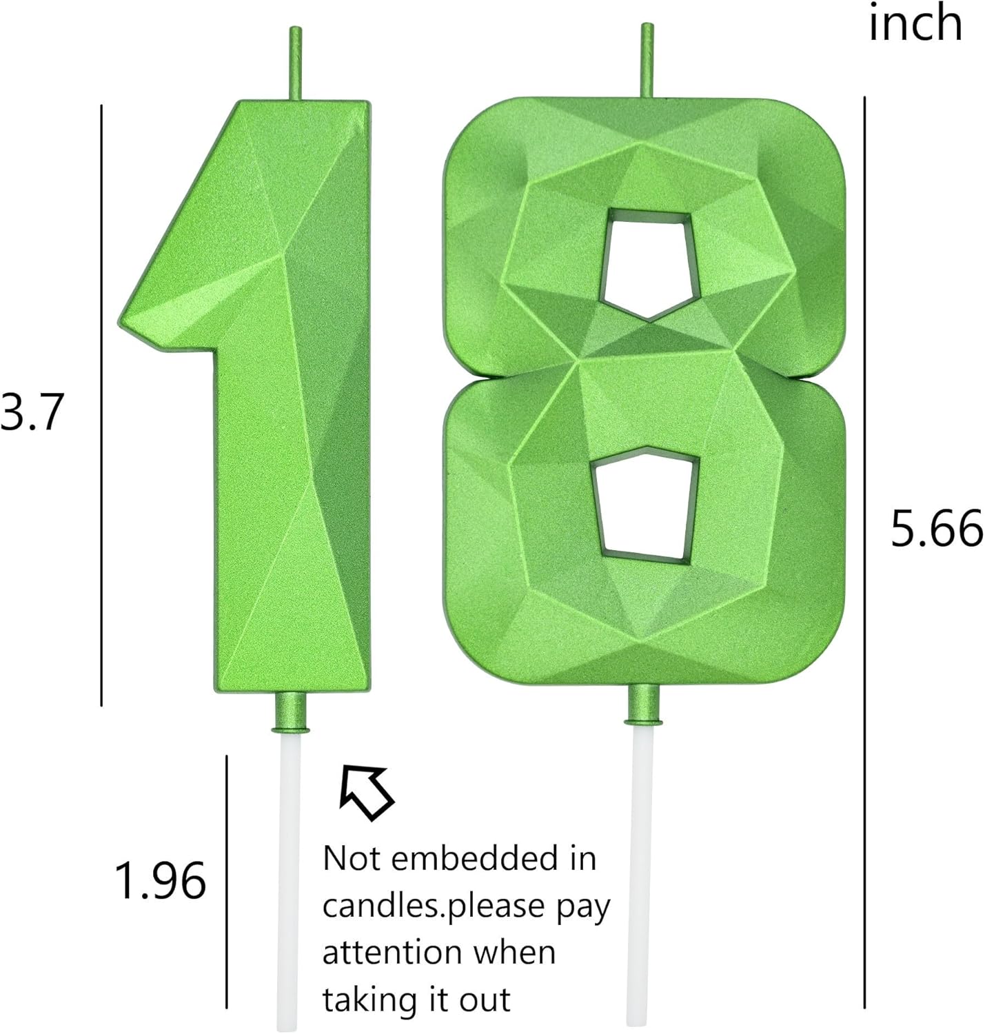 DERVENTA Large Birthday Candle Number 3D Green 3.7 inch Party Celebration Anniversary Decoration Cake Topper 1 Piece (Number 18 Green)