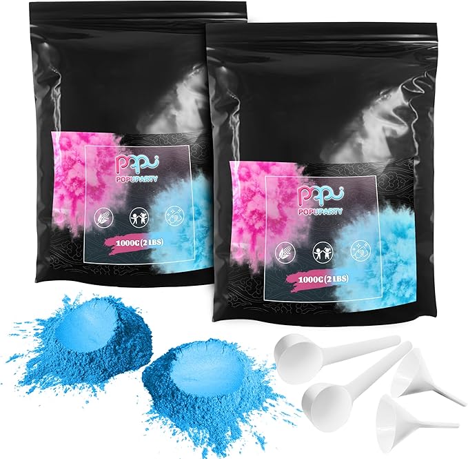POPUPARTY 2 Pack Black-out Gender Reveal Powder- 4 lbs Blue Powder – Perfect for Baby Gender Reveal, Car Burnout, Color Toss, Photoshoots, Helicopters