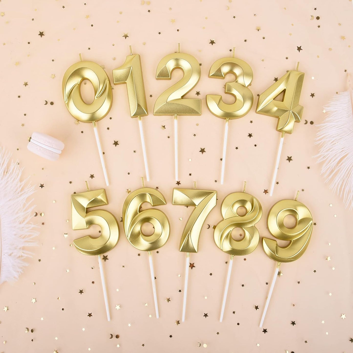 PHD CAKE 2.76 Inch Diamond Gold 5 Number Birthday Candles, Gold Number Candles, Cake Number Candles, Party Celebration