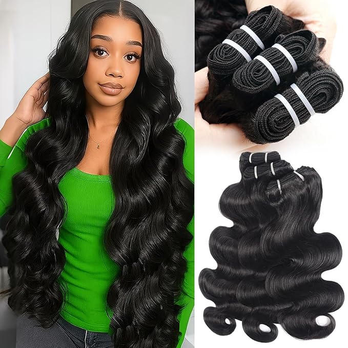 Body Wave Bundles Human Hair 26 28 30 Inch 12A Raw Indian Virgin Bundles Human Hair,Sew In Quick Weave 100% Human Hair Bundles,No Tangle Shedding Triple Lifespan,Multiple Wash Keep Texture