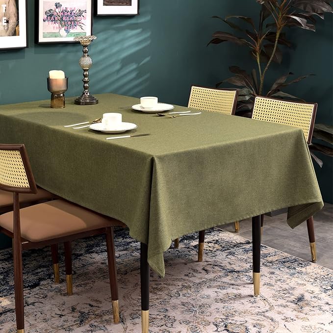 BALCONY & FALCON Square Table Cloth – Waterproof, Wrinkle-Resistant & Dust-Proof Farmhouse Tablecloth for Dining, Kitchen, Party Decorations, Outdoor Patio, Baby Shower, Christmas (Olive, 55" x 55")