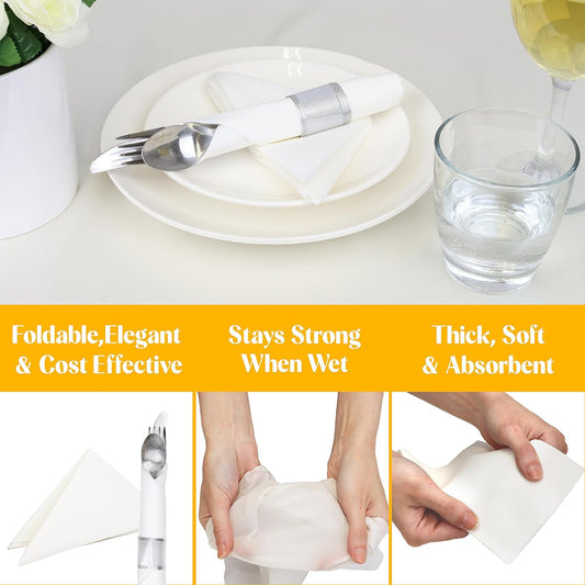 AMERICAN HOMESTEAD Paper Napkins - Brown Disposable Linen-Like Dinner Napkins - Restaurant-Quality Table Serviettes for Weddings, Parties, and Events - 15.75" x 15.75" - 50 Count