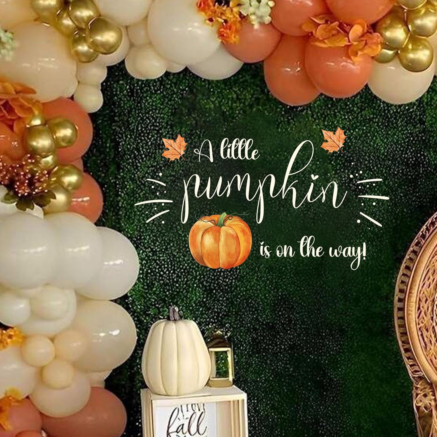 A Little Pumpkin is On The Way Decal - Thanksgiving Halloween Theme Fall Pumpkin Party Decorations Supplies Decals, Baby Shower,Gender Reveal Party Stickers, Pumpkin Sign Balloon Arch Stickers