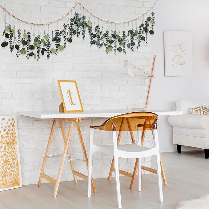 Juexica Artificial Eucalyptus Fall Wall Decor Boho Hanging with LED Light Farmhouse Artificial Greenery Modern Decor with LED for Fall Home Bedroom Office Bathroom Kitchen