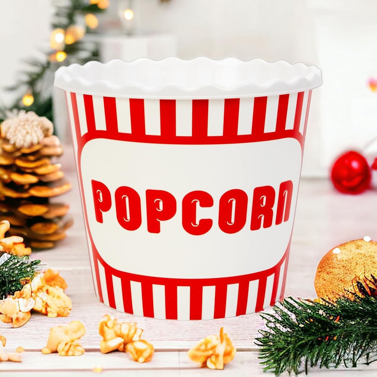 Modern Style Reusable Plastic Popcorn Box/Popcorn Containers/Popcorn Bowls Set for Movie Theater Night - (BPA Free - 4 Pack - 75 oz) (Popcorn Mix D)